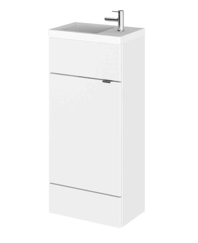 Hudson Reed Fusion White Gloss 400mm Vanity Unit & Basin (255mm Deep)